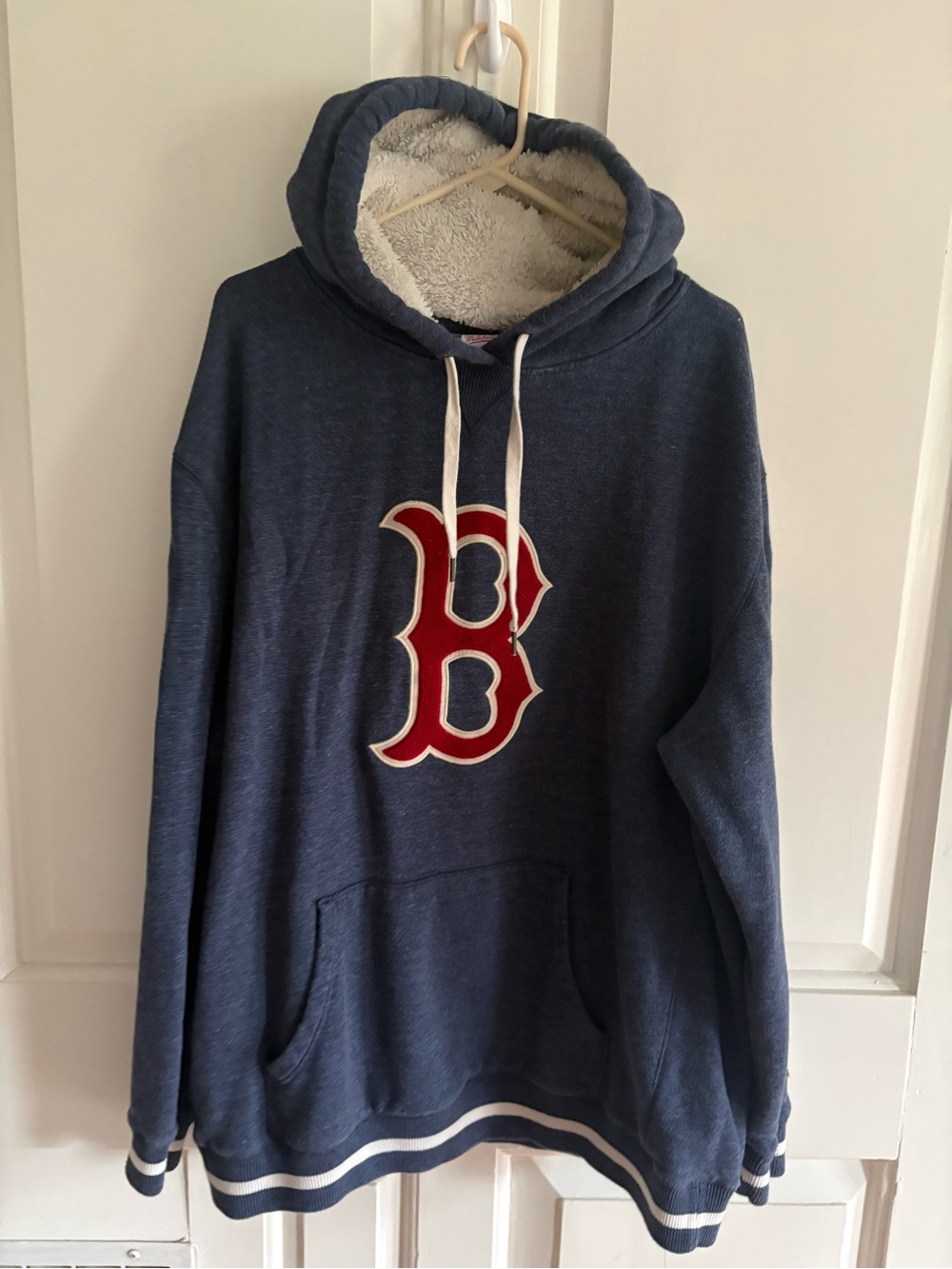 Boston Red Sox Sherpa Lined Hoodie Sweatshirt Navy Blue 3XL Pullover MLB